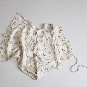 90s Floral Linen Button Dress